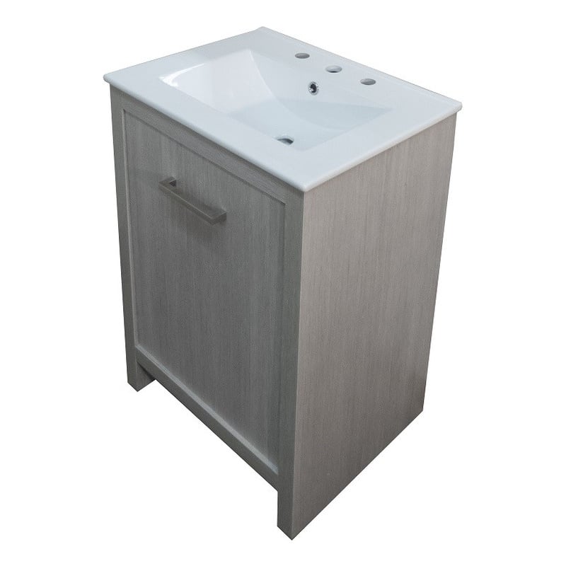 24 in. Single Gray Vanity with Ceramic Sink