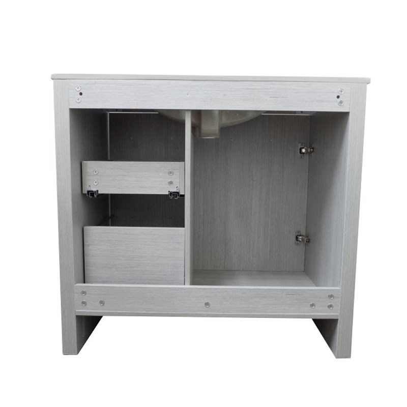 36 in. Single Wooden Vanity  in Grey Pine with White Ceramic Top