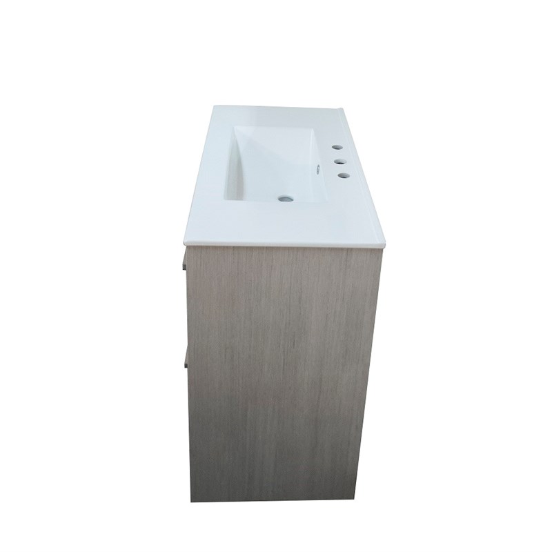 36 in. Single Wooden Vanity  in Grey Pine with White Ceramic Top