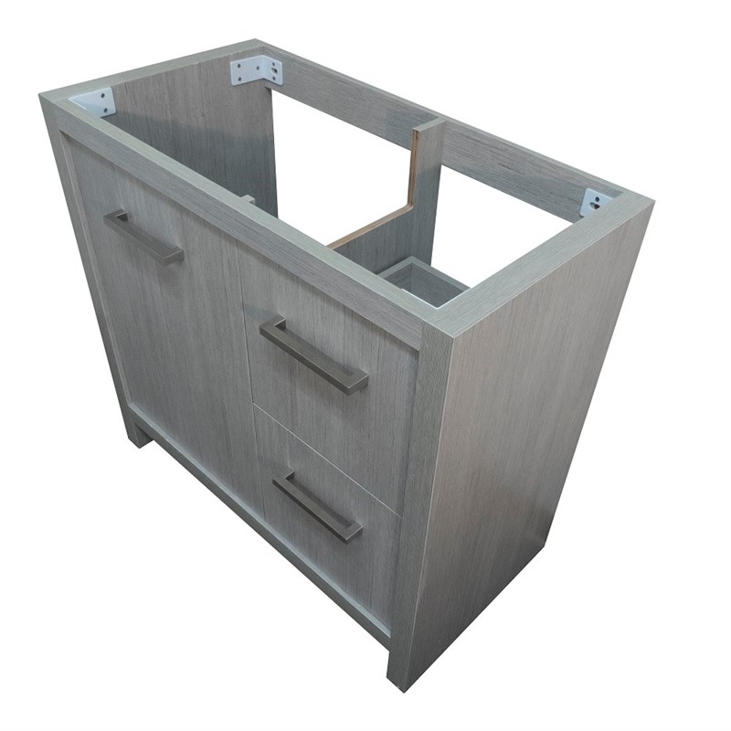 36 in. Single Wooden Vanity  in Grey Pine with White Ceramic Top
