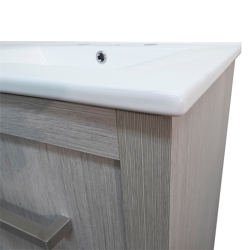 48 in. Gray Pine Double Wooden Vanity with Ceramic Top