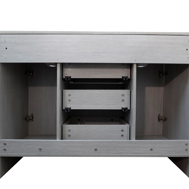 48 in. Gray Pine Double Wooden Vanity with Ceramic Top