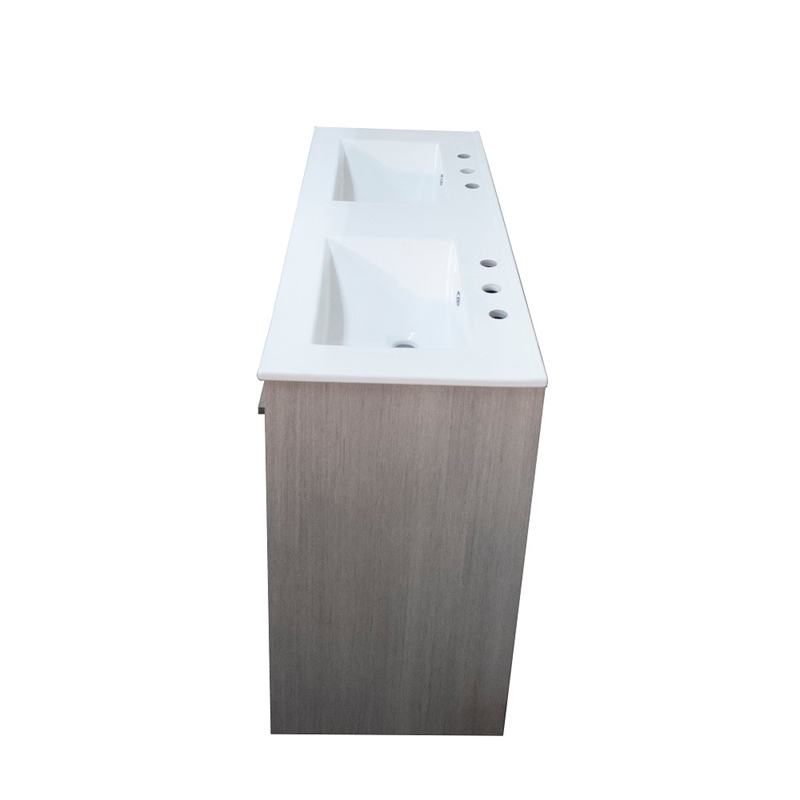 48 in. Gray Pine Double Wooden Vanity with Ceramic Top