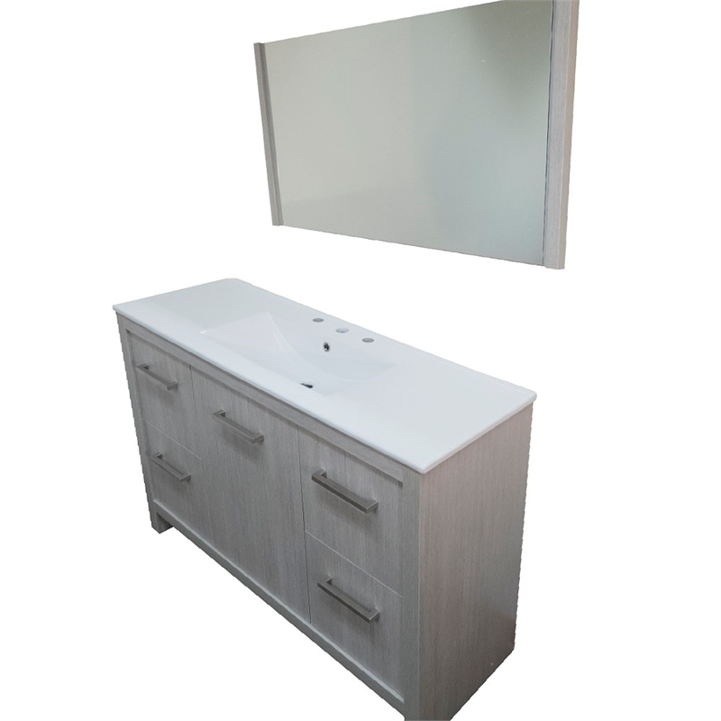 48 in. Single Wooden Vanity  in Gray Pine with White Ceramic Top