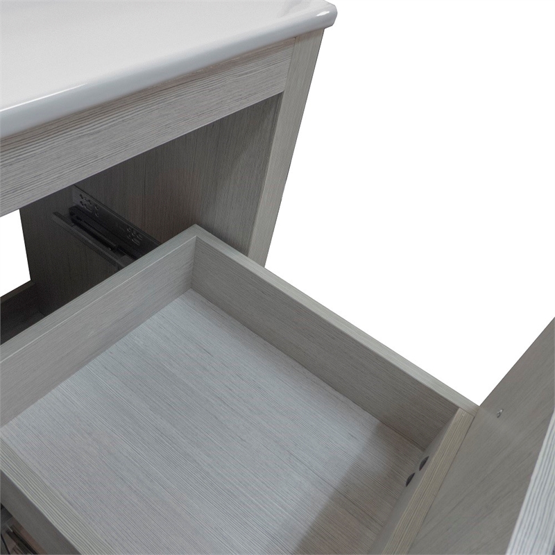 48 in. Single Wooden Vanity  in Gray Pine with White Ceramic Top