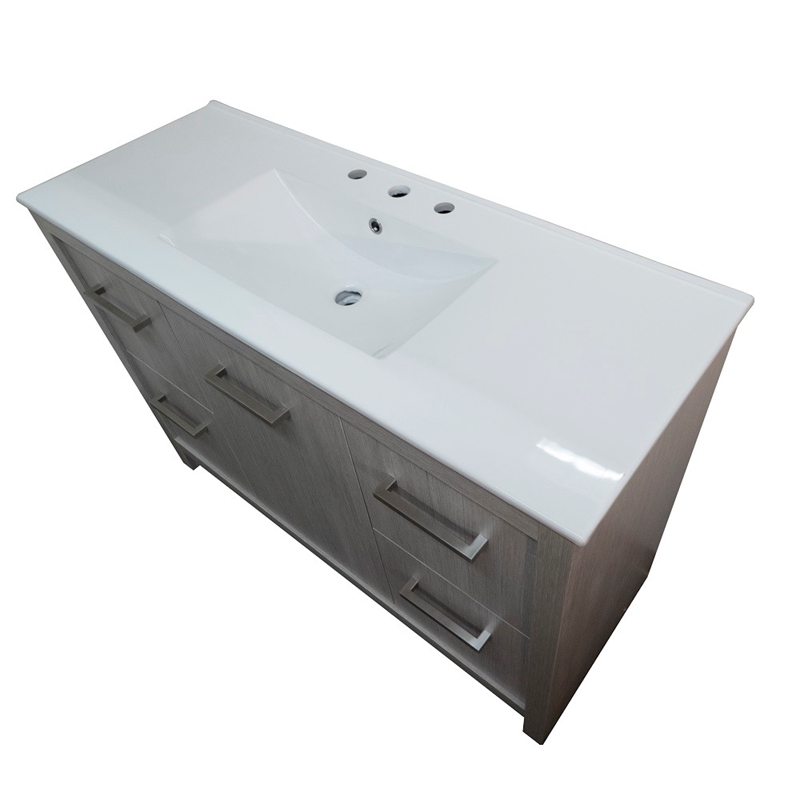 48 in. Single Wooden Vanity  in Gray Pine with White Ceramic Top