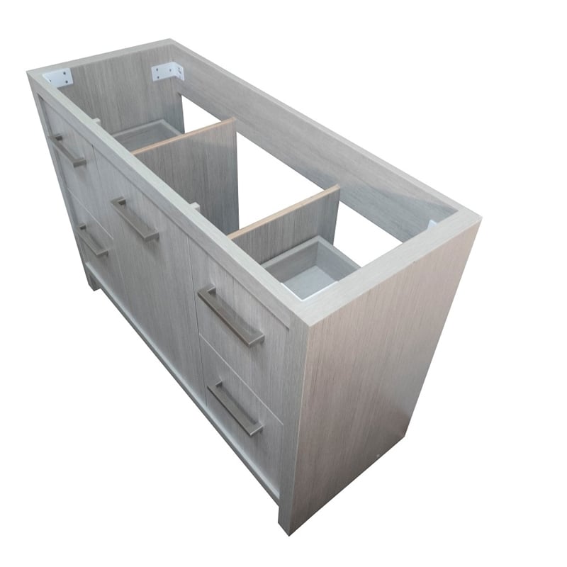 48 in. Single Wooden Vanity  in Gray Pine with White Ceramic Top