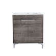 30 in. Single Vanity in Gray Oak finish with Solid Surface Resin White Sink