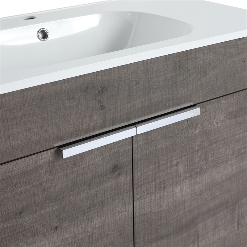 36 in. Single Vanity in Gray Oak finish with Solid Surface Resin White Sink