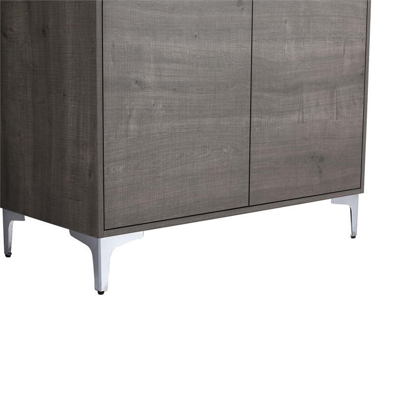 36 in. Single Vanity in Gray Oak finish with Solid Surface Resin White Sink