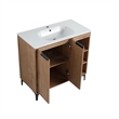 36 in. Single Vanity in Natural Finish with Solid Surface Resin White Sink