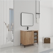 36 in. Single Vanity in Natural Finish with Solid Surface Resin White Sink