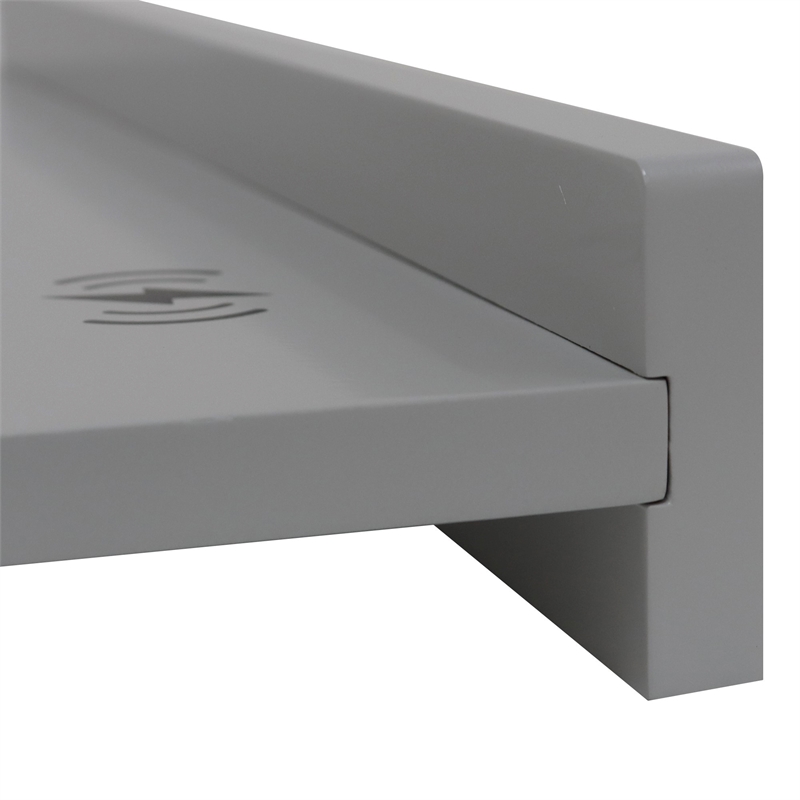 23.5 in. Light Gray Wireless Charging Shelf and Frameless Mirror Set