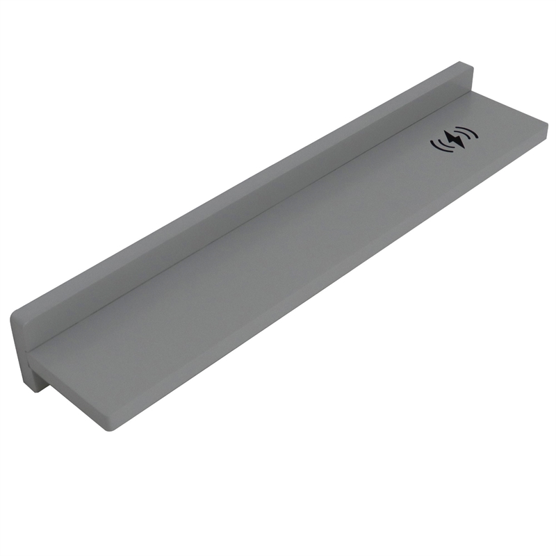 23.5 in. Light Gray Wireless Charging Shelf and Frameless Mirror Set