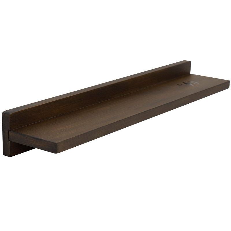 23.5 in. Rustic Wood Wireless Charging Shelf and Frameless Mirror Set