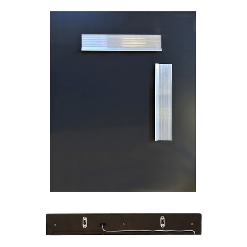 23.5 in. Rustic Wood Wireless Charging Shelf and Frameless Mirror Set