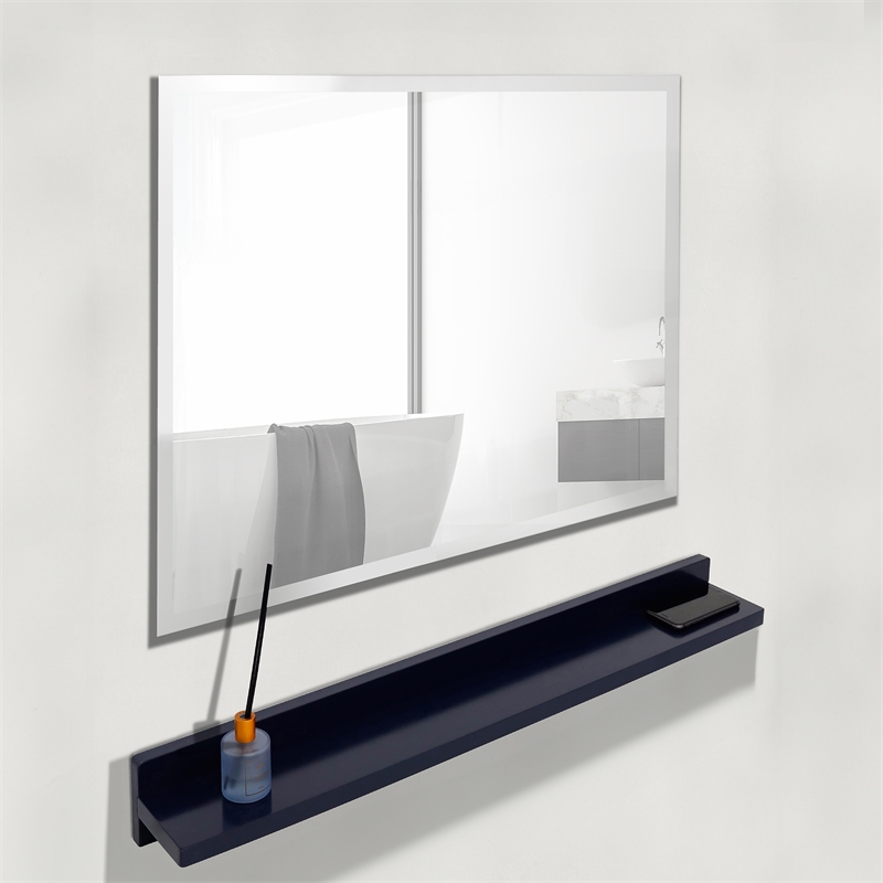 30 in. Blue Wireless Charging Shelf and Frameless Mirror Set