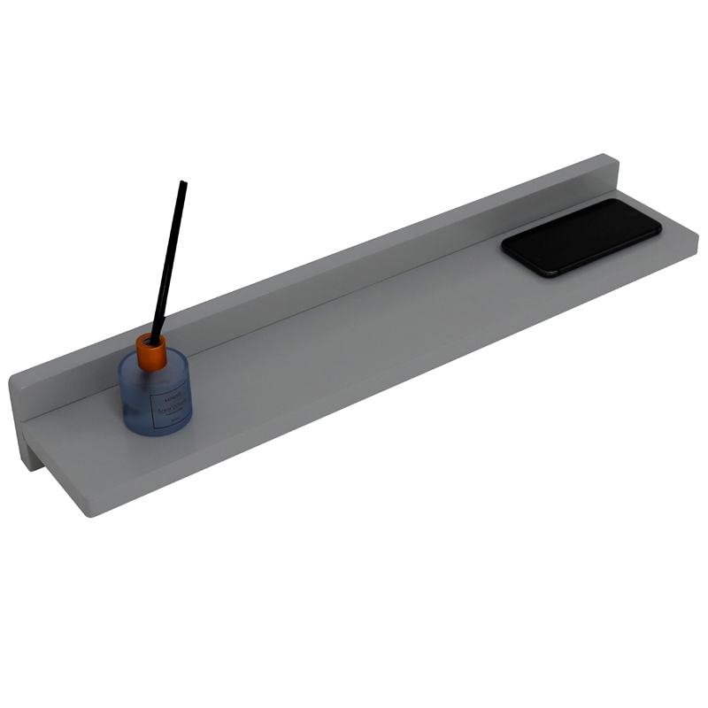 30 in. Light Gray Wireless Charging Shelf and Frameless Mirror Set
