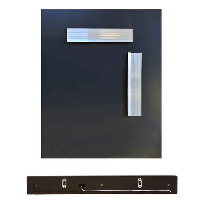 30 in. Rustic Wood Wireless Charging Shelf and Frameless Mirror Set