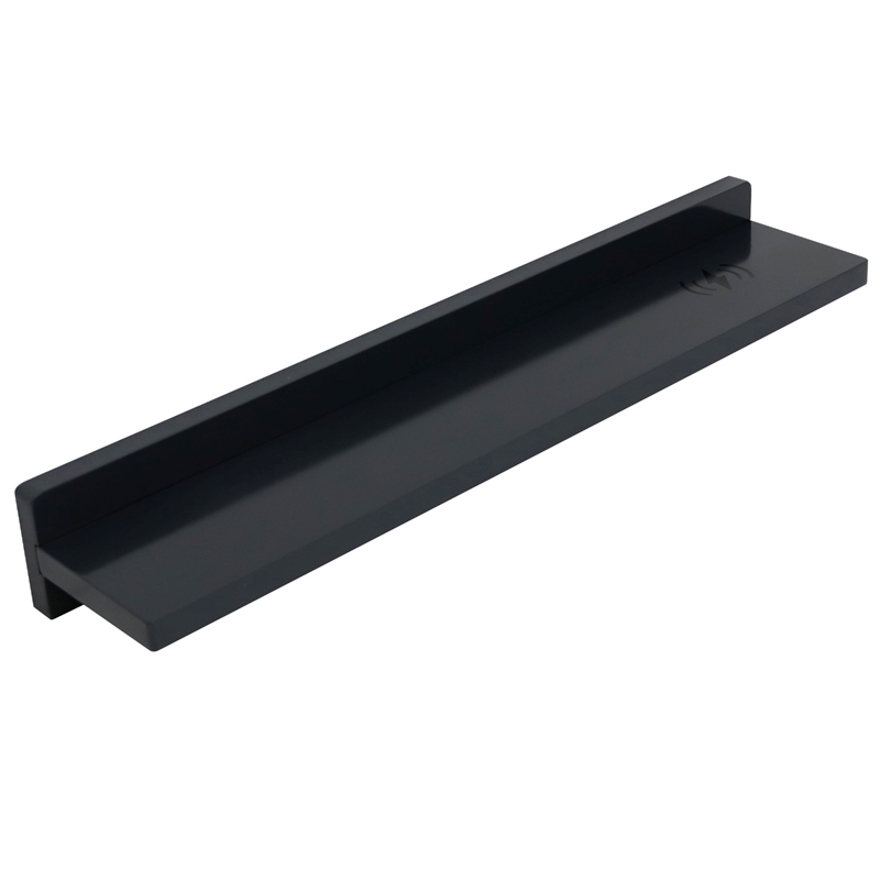 35 in. Dark Gray Wireless Charging Shelf and Frameless Mirror Set
