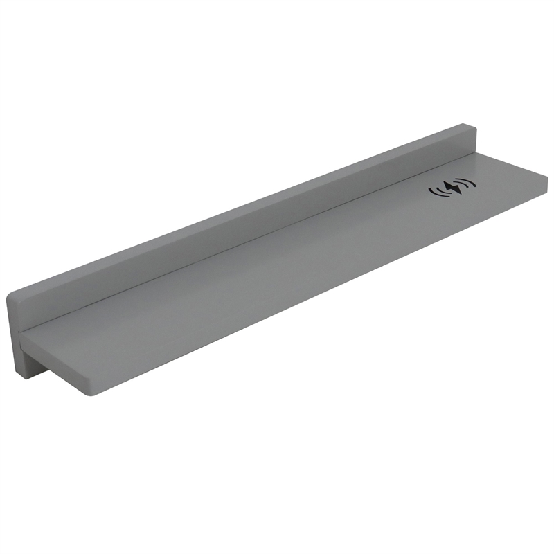 35 in. Light Gray Wireless Charging Shelf and Frameless Mirror Set