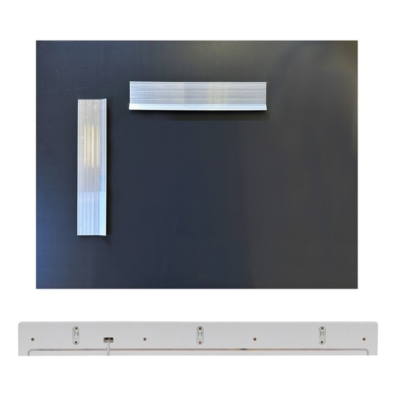 35 in. Light Gray Wireless Charging Shelf and Frameless Mirror Set