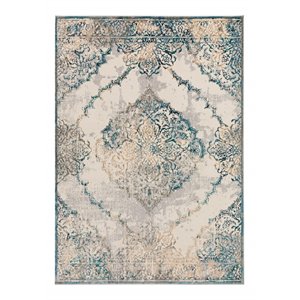 addison rugs grayson medallion fabric accent rug in blue ivory