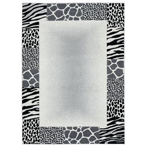 mda home crystal 2'x3' animal print fabric area rug in cream/gray