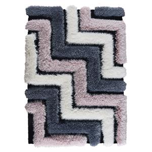 mda collection pink/gray geometric polyester area rug - 8' x 10'