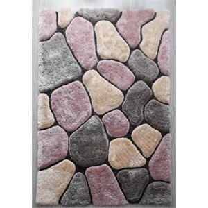 mda home mateos shag gray/pink stone polyester area rug - 5' x 7'