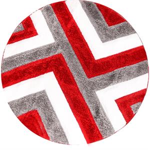 mda home santorini red/gray shag polyester area rug - 5' x 5'