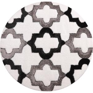 mda home santorini white/gray shag polyester area rug - 5' x 5'
