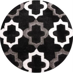 mda home santorini black/gray shag polyester area rug - 5' x 5'