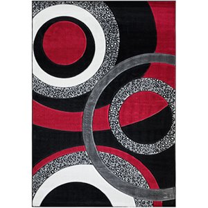 mda home orelsi black/red contemporary polypropylene area rug - 2'1