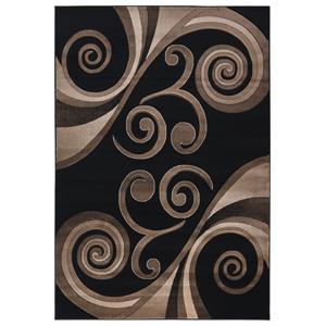 mda home orelsi black/brown contemporary polypropylene area rug - 5'2