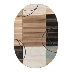 mda home glamour brown/beige polypropylene area rug - 5' x 8' oval