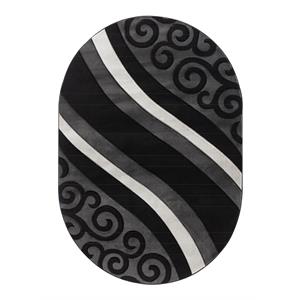 mda home glamour gray/black polypropylene area rug - 5' x 8' oval
