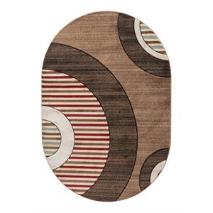 mda home glamour brown/beige geometric polypropylene area rug - 5' x 8' oval