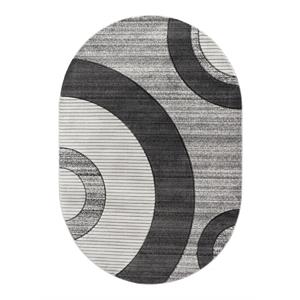 mda home glamour gray/black geometric polypropylene area rug - 5' x 8' oval