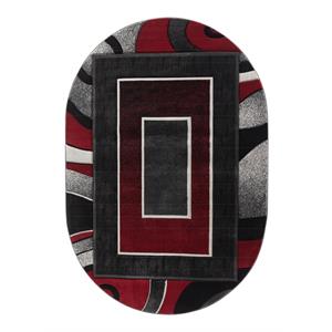 mda home glamour red/black polypropylene area rug - 5' x 8' oval