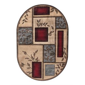 mda home glamour brown/red polypropylene area rug - 5' x 8' oval