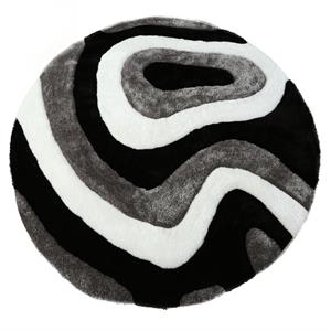 mda home mateos shag abstract designed gray/black polyester area rug - 7' round