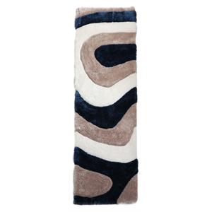 mda home mateos shag abstract white/tan/navy polyester area rug - 8' runner