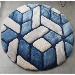 mda home mateos shag blue/gray/white polyester area rug - 7' x 7' round