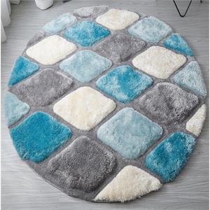 mda home mateos shag gray/blue/white polyester area rug - 7' x 7' round