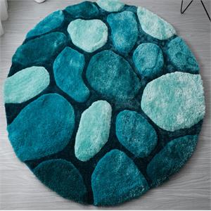 mda home mateos shag blue/turquoise/mint polyester area rug - 7' x 7' round