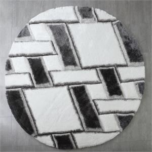 mda home mateos shag white/black polyester area rug - 7' x 7' round