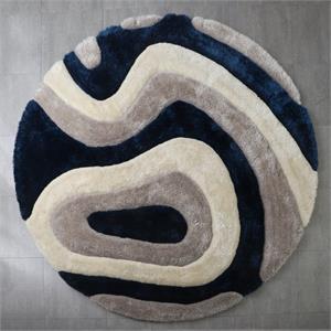 mda home mateos shag gray/white/navy blue polyester area rug - 7' x 7' round