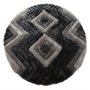 mda home mateos shag contemporary gray polyester area rug - 7' x 7' round