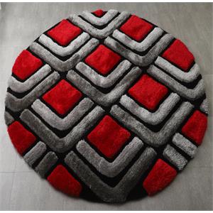 mda home mateos shag contemporary gray/red polyester area rug - 7' x 7' round